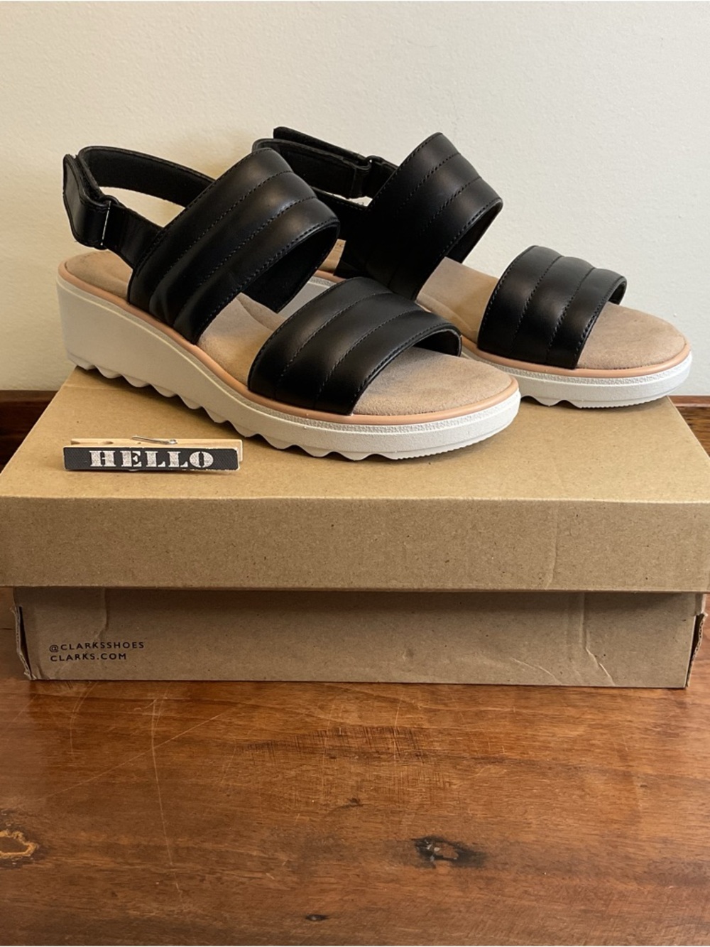 Clarks Jillian Flow Slingback Sandals Black Leather Open Toe Women’s 8M New